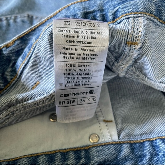 Carhart Light Wash Straight leg Mens 36 x 32" Jeans - Picture 6 of 6